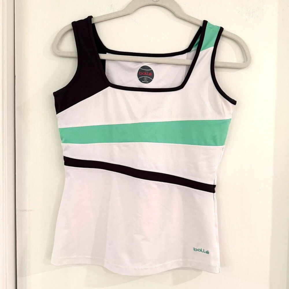 Bolle Women's Small High-Performance Tennis Tank Top White Teal Black Active